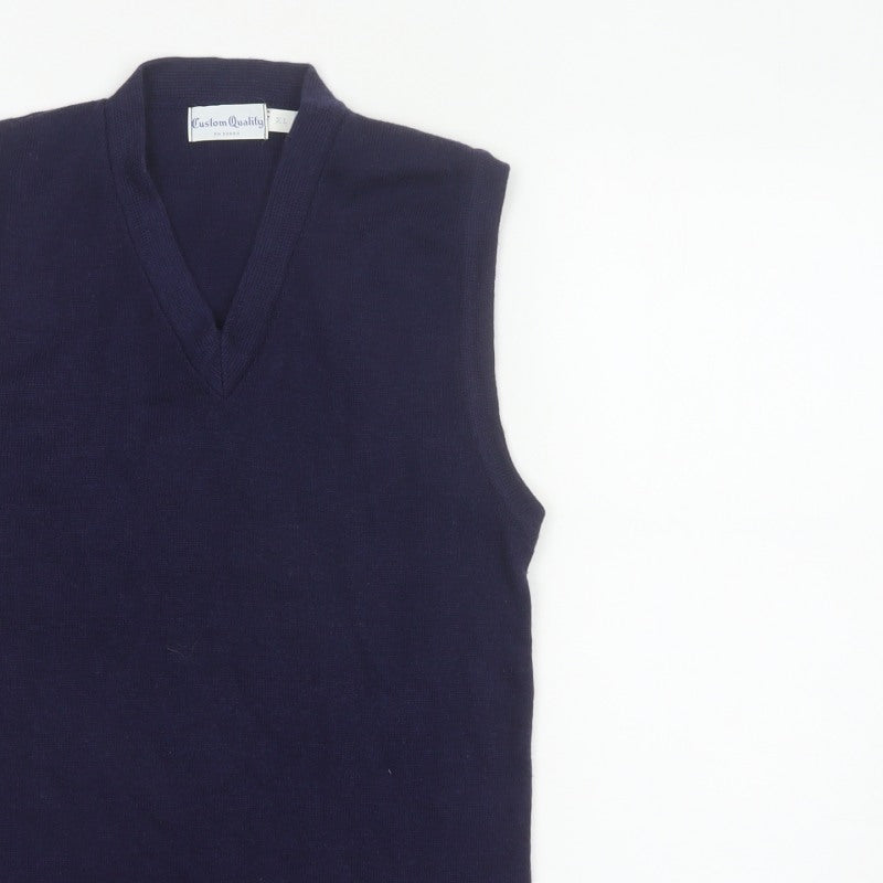 Additional view of Custom Quality Men's Blue XL V-Neck Knit Pullover Sweater Vest