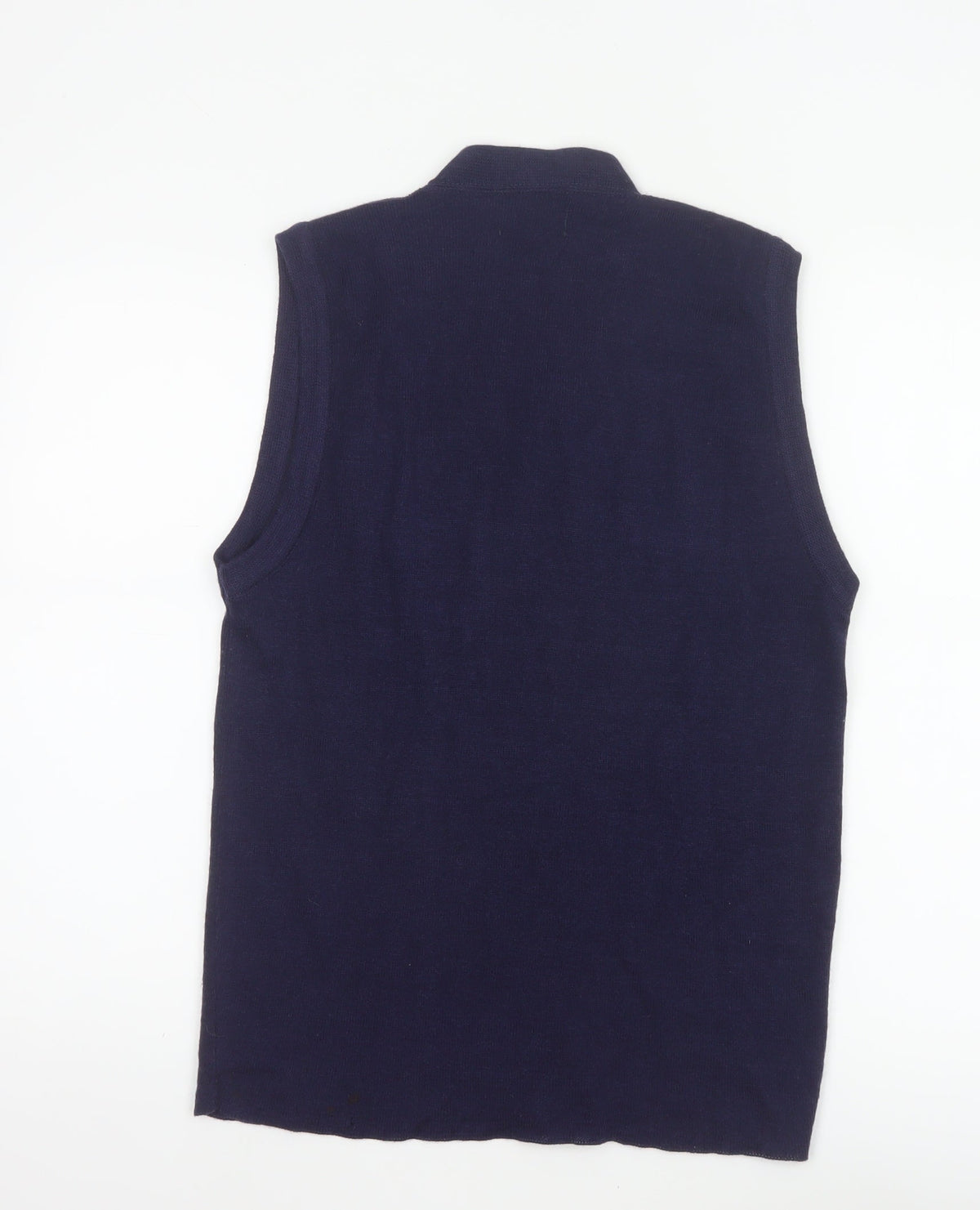 Brand and care label for Custom Quality Men's Blue XL V-Neck Knit Pullover Sweater Vest