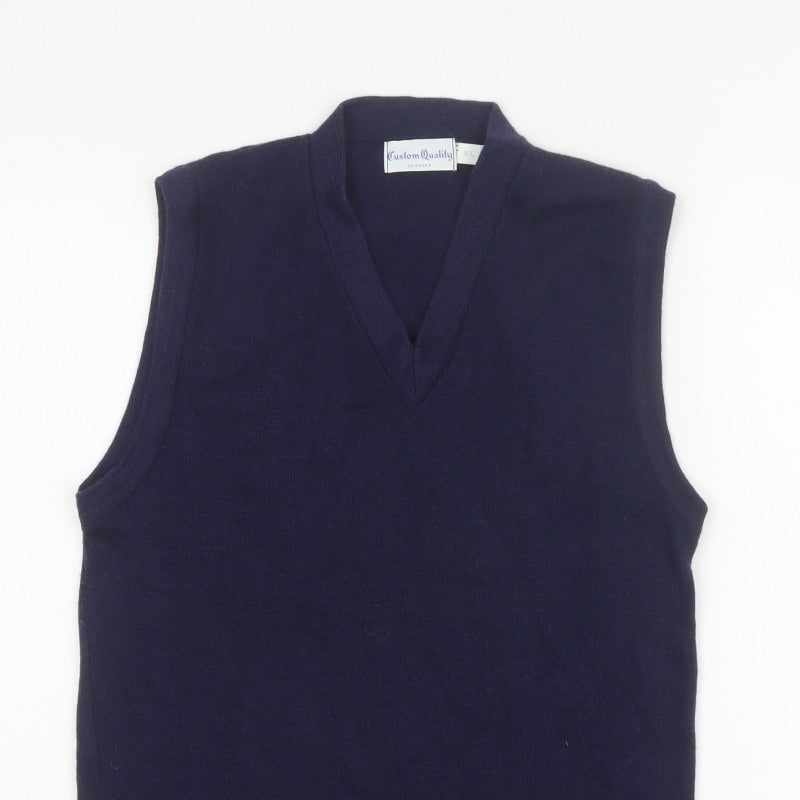Additional view of Custom Quality Men's Blue XL V-Neck Knit Pullover Sweater Vest