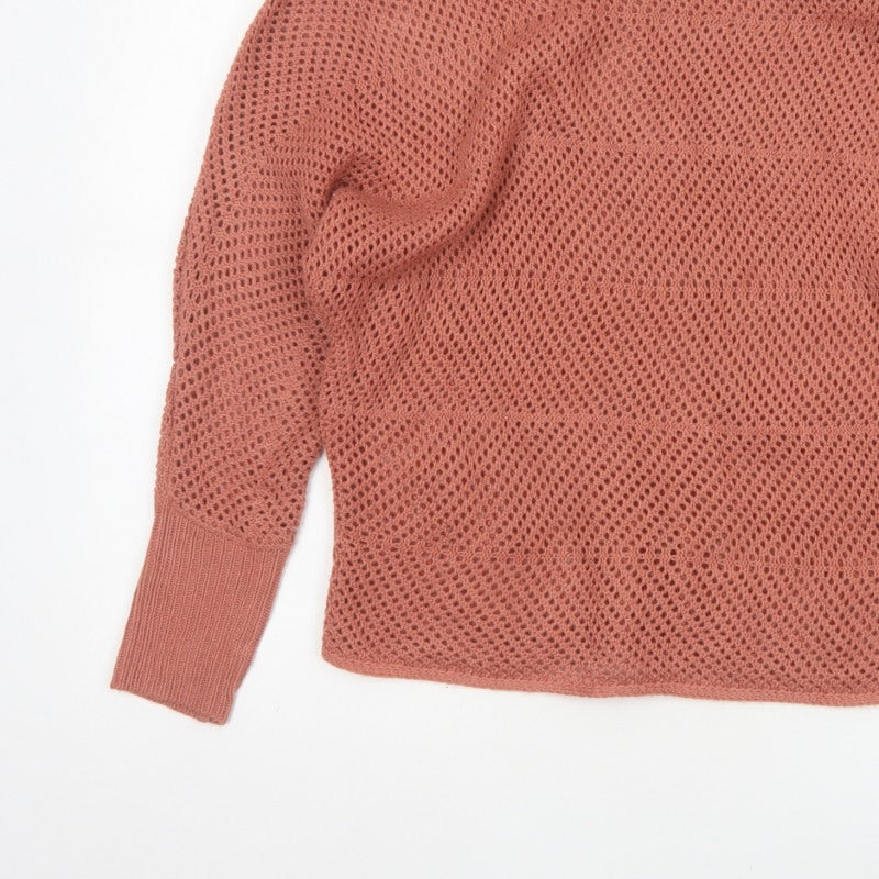 Sweet & Sinful Women’s Pink L Open-Knit Dolman Sleeve Pullover Jumper