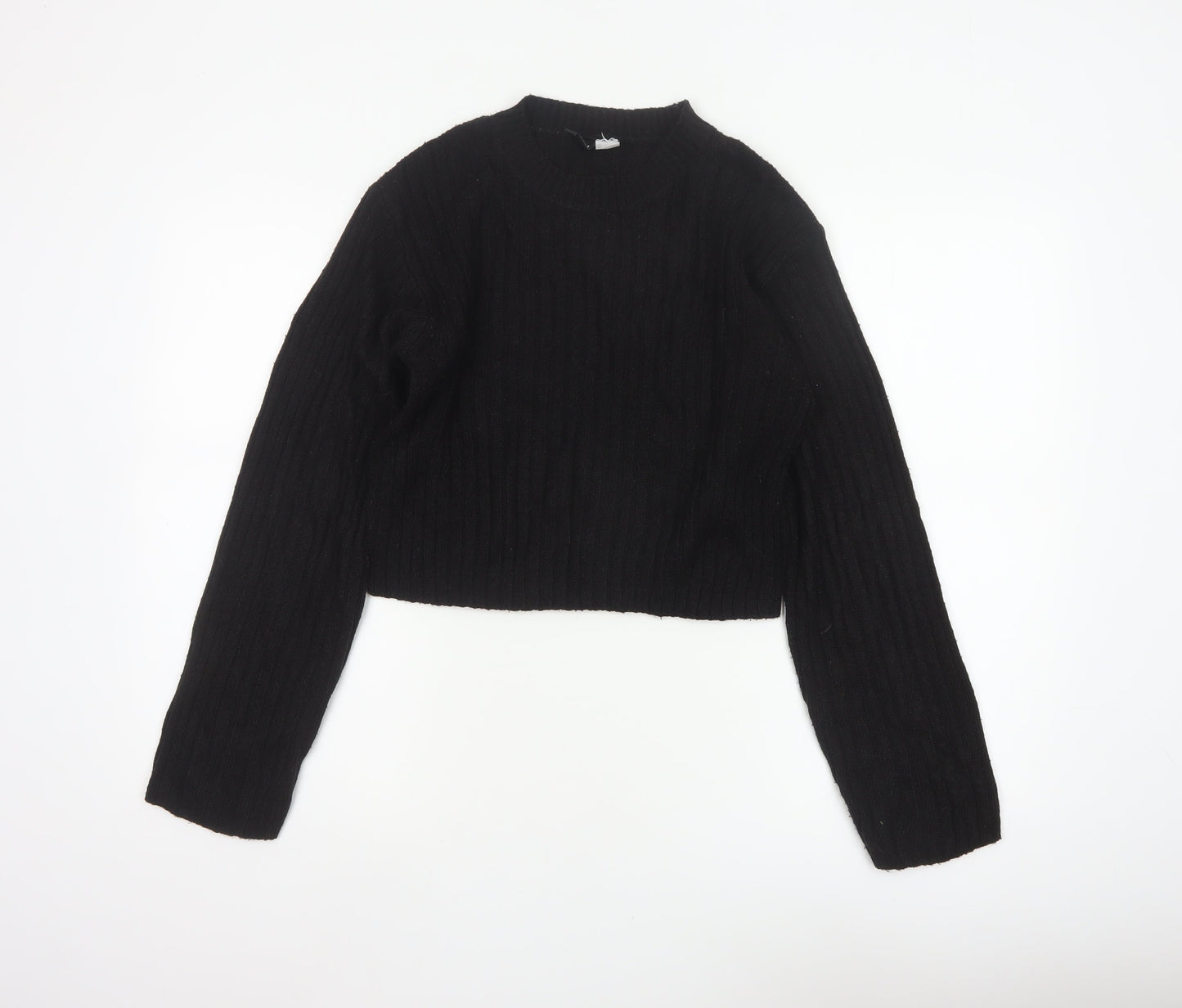 H&M Divided Women’s Black XS Ribbed Knit Cropped Pullover Jumper