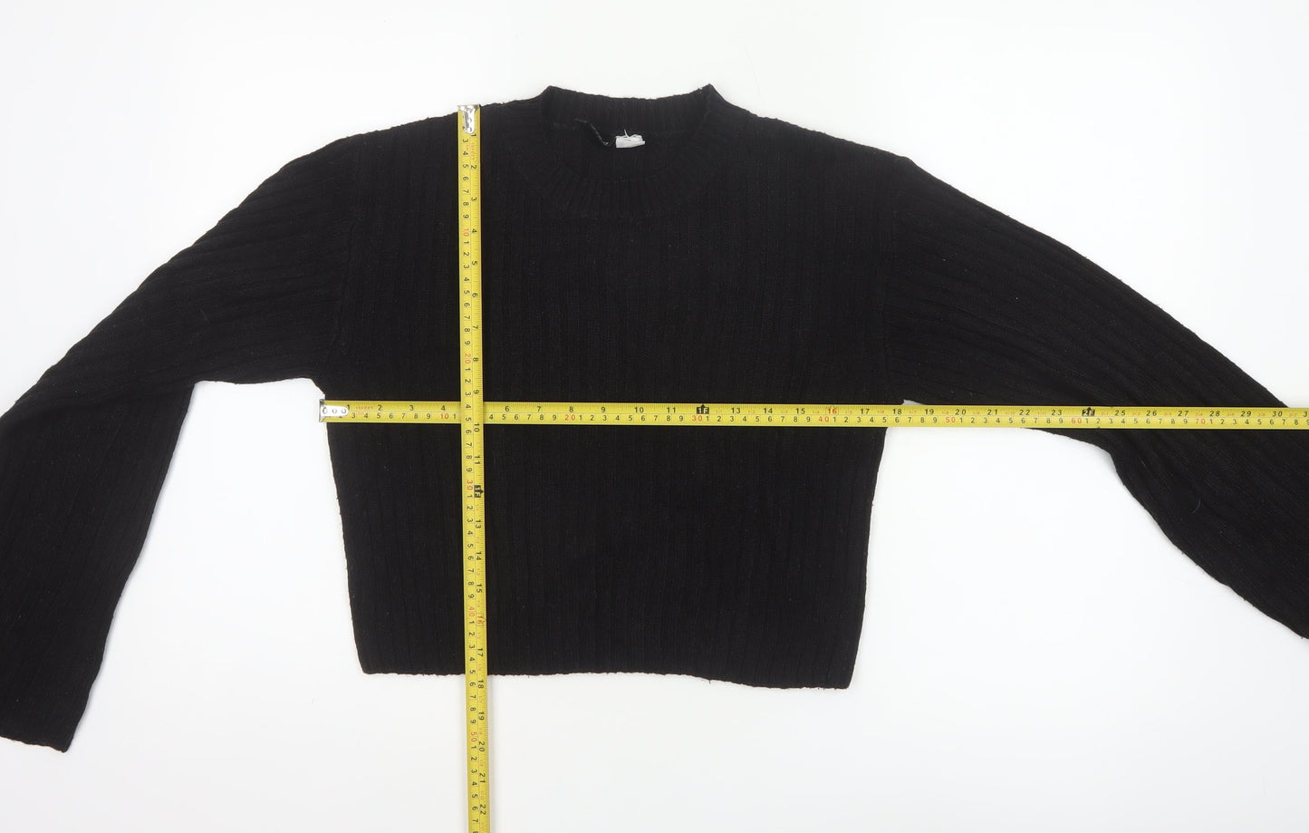 H&M Divided Women’s Black XS Ribbed Knit Cropped Pullover Jumper