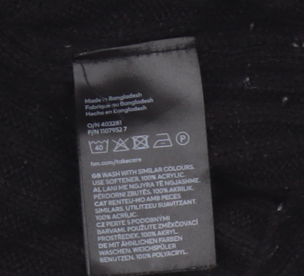 H&M Divided Women’s Black XS Ribbed Knit Cropped Pullover Jumper