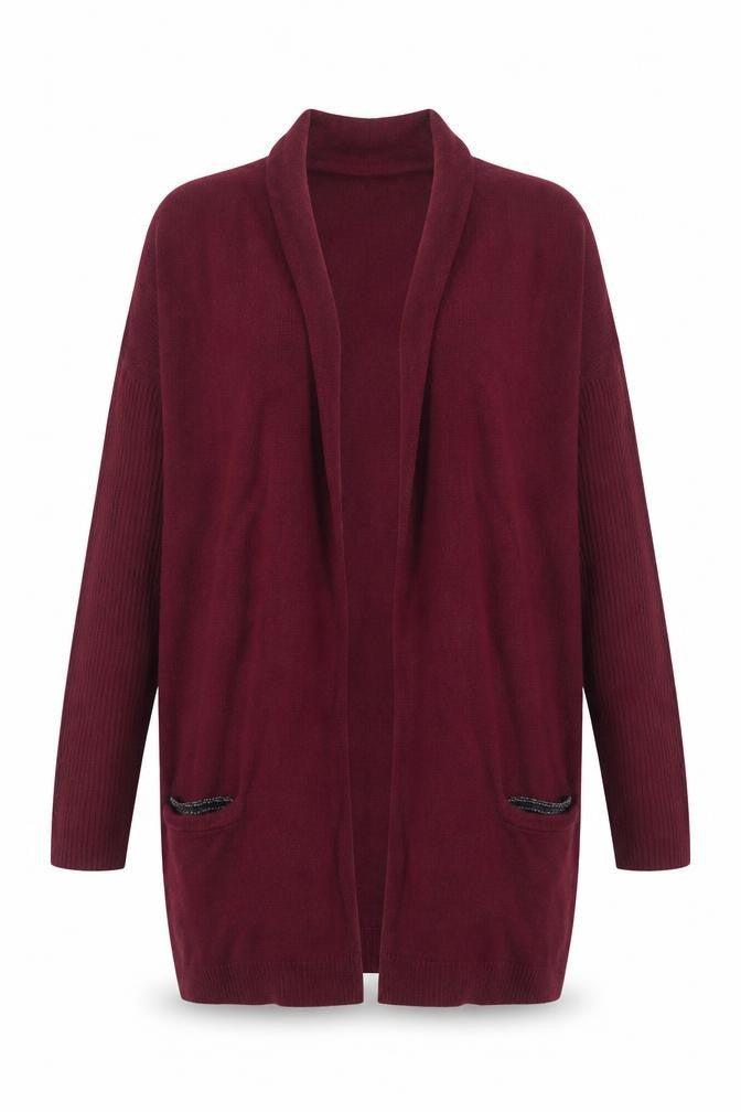 Havren Women’s Red Size 12 Open Knit Alpaca Wool Cardigan