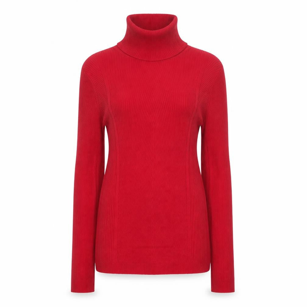 Cato Women Red S Rib Knit Roll Neck Long Sleeve Pullover Jumper