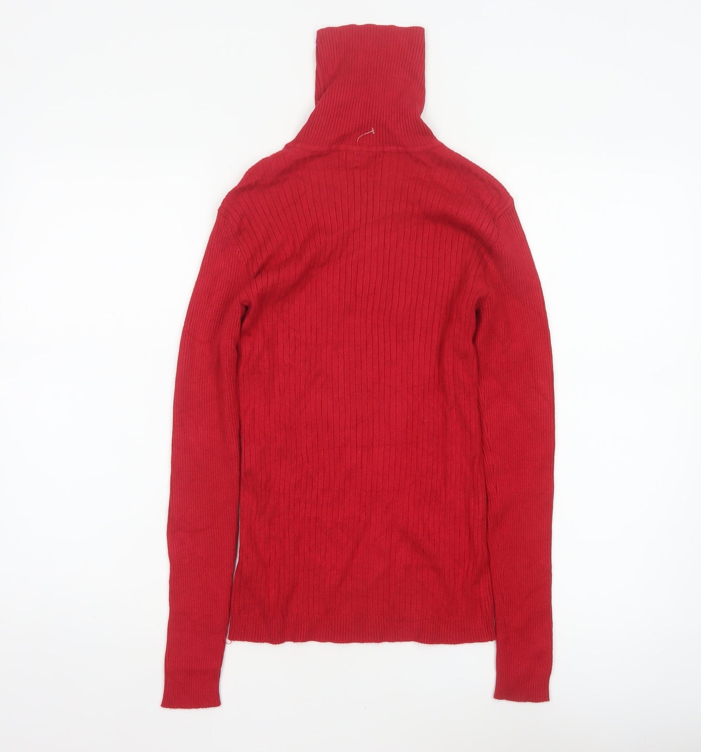 Cato Women Red S Rib Knit Roll Neck Long Sleeve Pullover Jumper