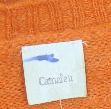 Camaieu Women Orange M Mohair Blend Wrap Cardigan Tie Knit