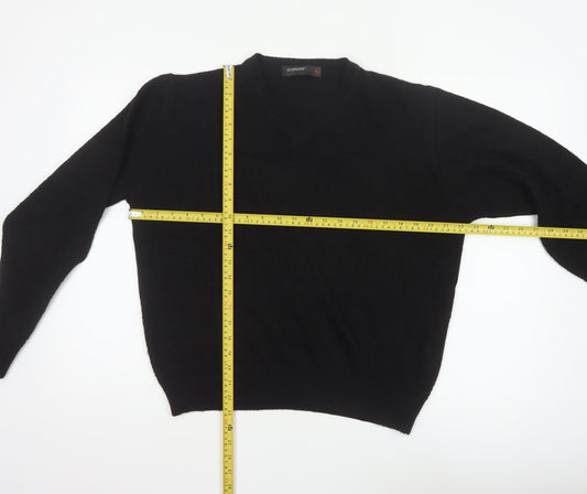 Suspense Men’s Black S V-Neck Wool Acrylic Geometric Knit Jumper