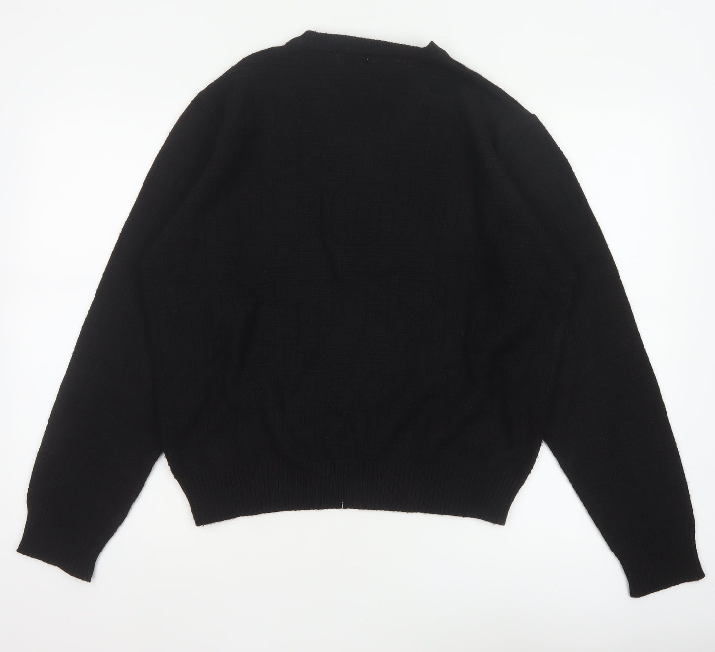 Suspense Men’s Black S V-Neck Wool Acrylic Geometric Knit Jumper
