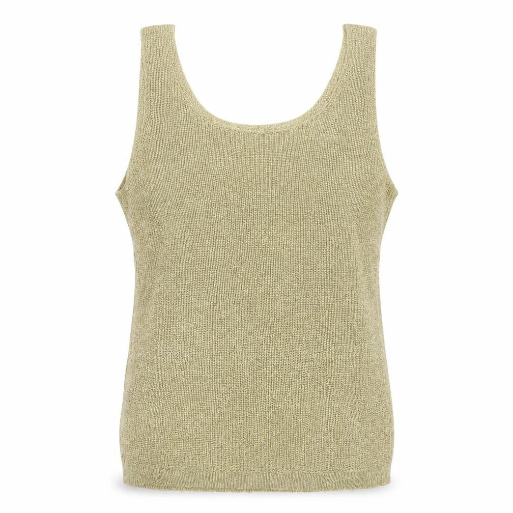 Suzelle Women Gold Knit Camisole Tank Top Size M Scoop Neck