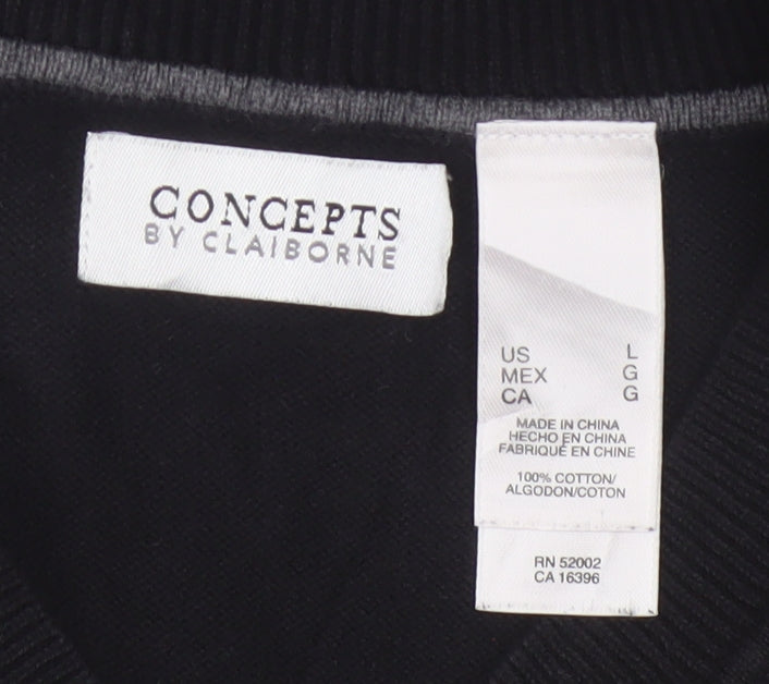 Concepts by Claiborne Men’s Black L Cotton V-Neck Knit Sweater Vest