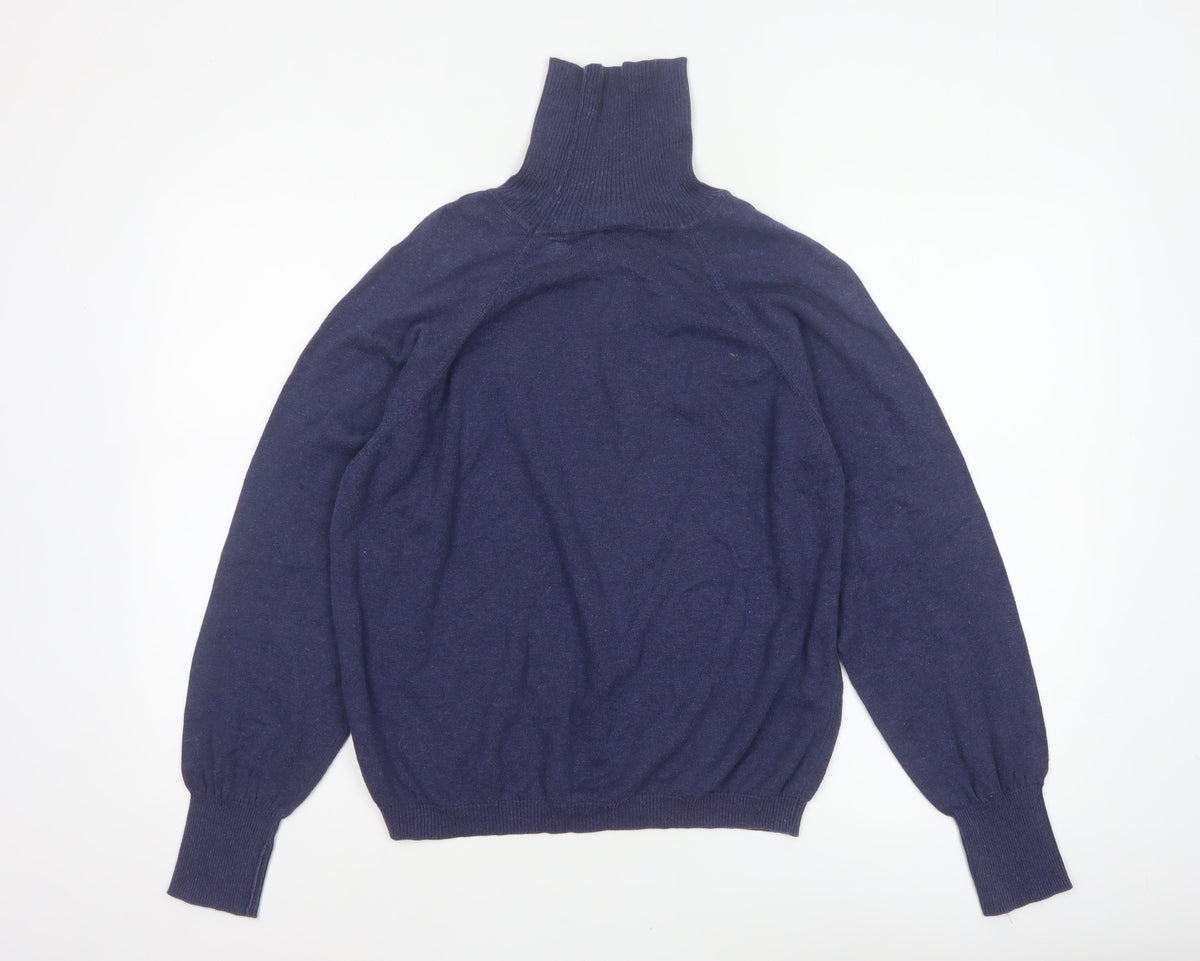 Talbots Women’s Blue Roll Neck Raglan Knit Jumper UK 16