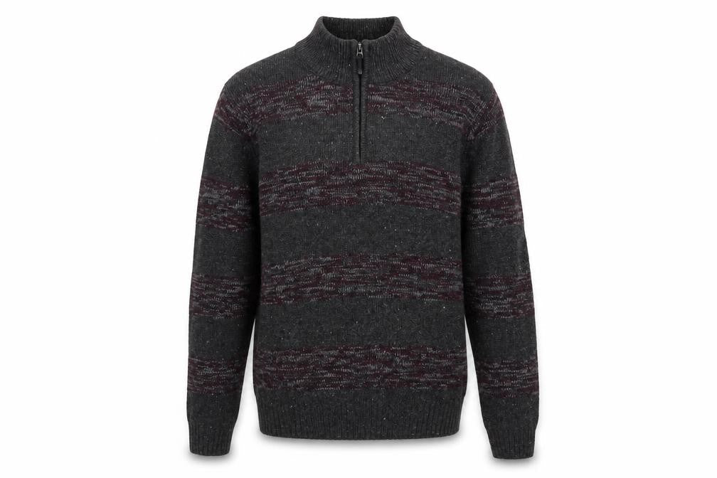 Method Men’s Grey M 1/4 Zip Mock Neck Striped Knit Jumper