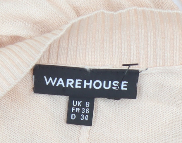 Warehouse Women’s Beige UK 8 Open V-Neck Lightweight Cardigan