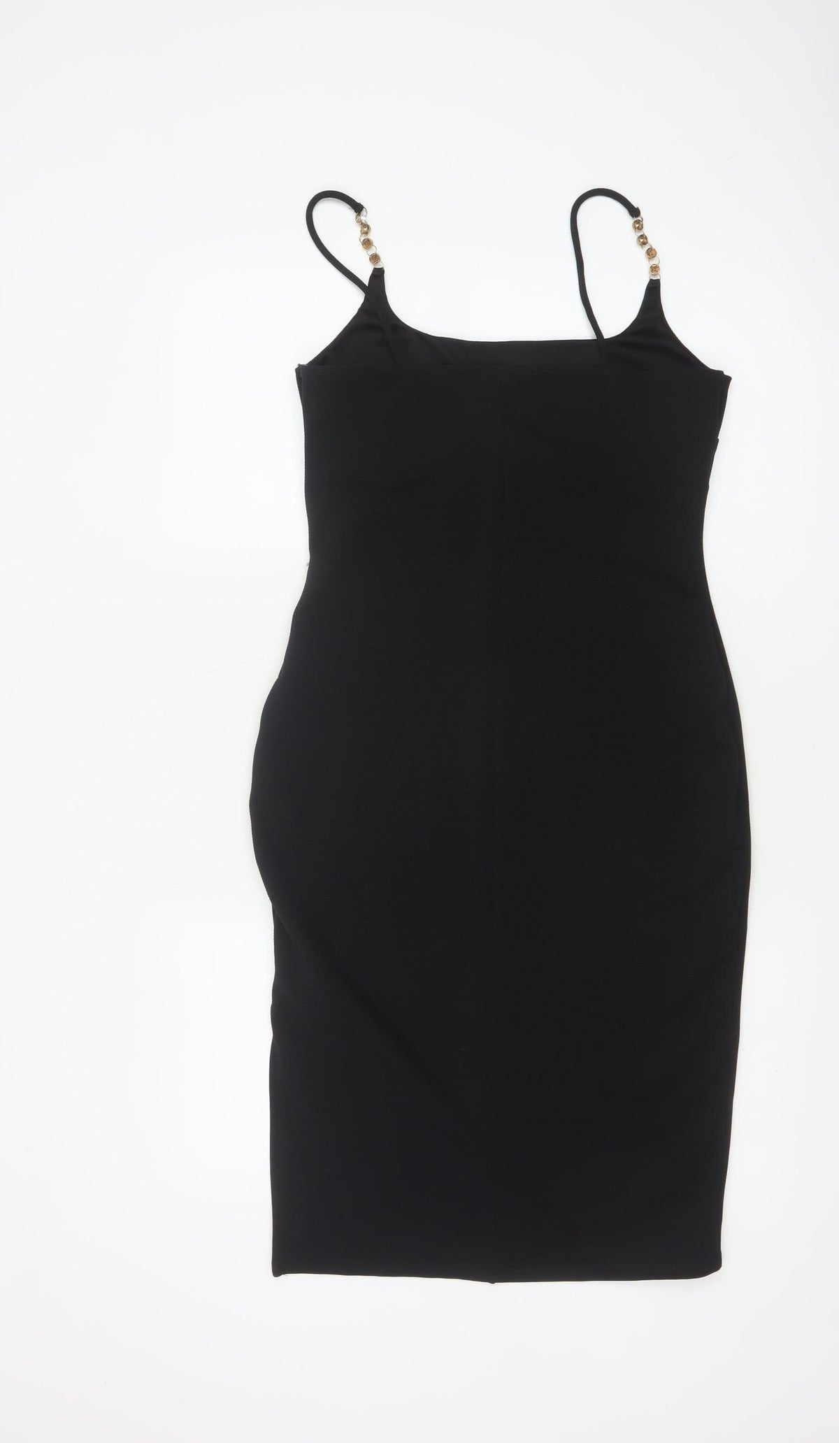 River Island Women Black UK 10 Bodycon Midi Dress Rhinestone Straps