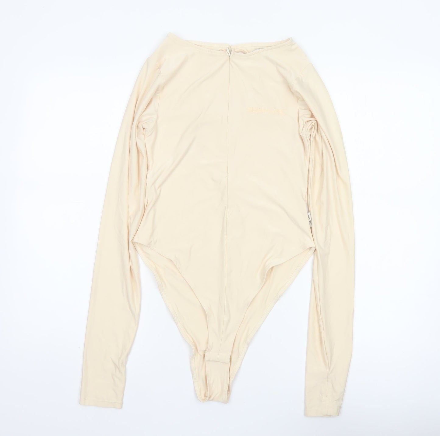 Sian Marie Women Ivory M Long Sleeve Stretch Zip Bodysuit