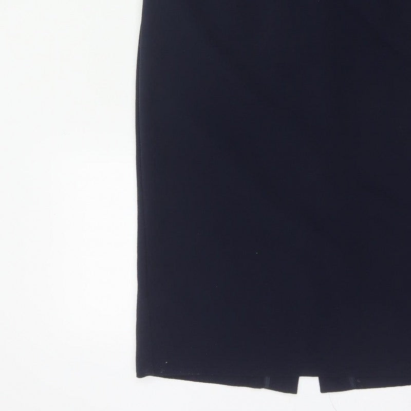 Next Women Blue UK 8 Pencil Knee Length Dress Short Sleeve Zip