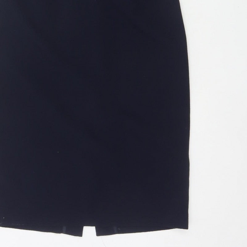 Next Women Blue UK 8 Pencil Knee Length Dress Short Sleeve Zip