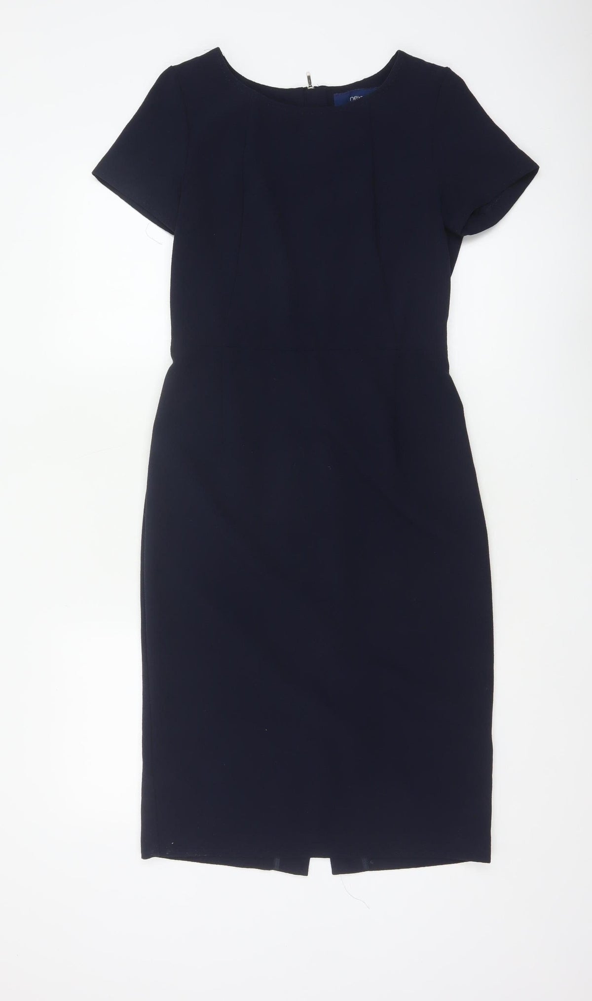 Next Women Blue UK 8 Pencil Knee Length Dress Short Sleeve Zip