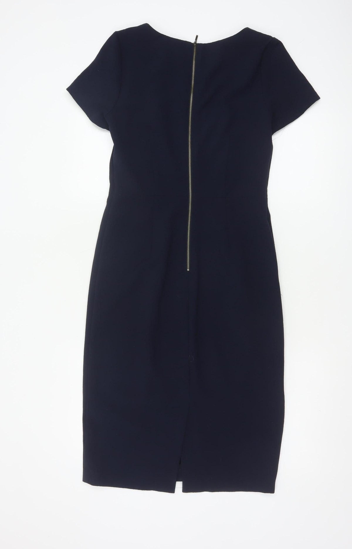 Next Women Blue UK 8 Pencil Knee Length Dress Short Sleeve Zip