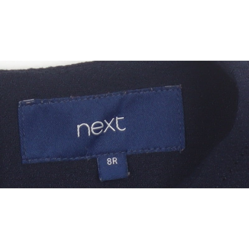 Next Women Blue UK 8 Pencil Knee Length Dress Short Sleeve Zip