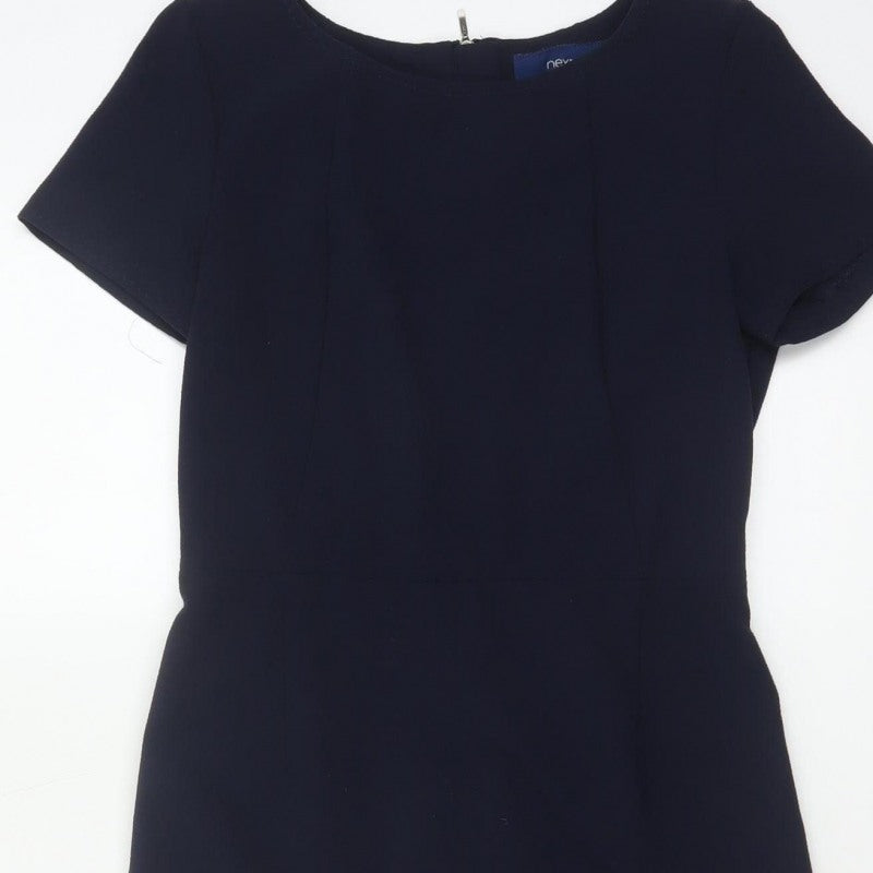 Next Women Blue UK 8 Pencil Knee Length Dress Short Sleeve Zip