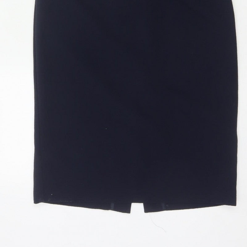 Next Women Blue UK 8 Pencil Knee Length Dress Short Sleeve Zip
