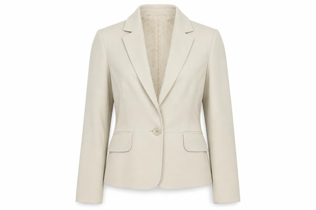 Mango MNG Suit Women Ivory UK 12 Tailored Single-Breasted Blazer