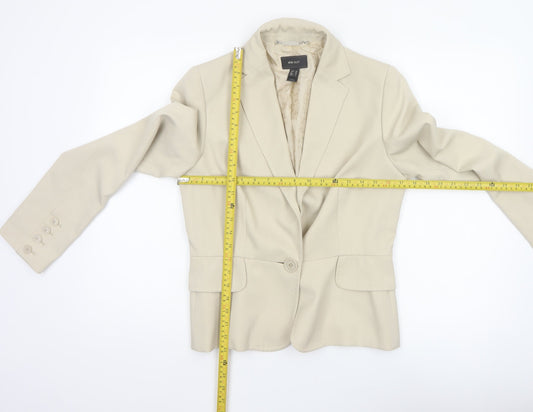 Mango MNG Suit Women Ivory UK 12 Tailored Single-Breasted Blazer