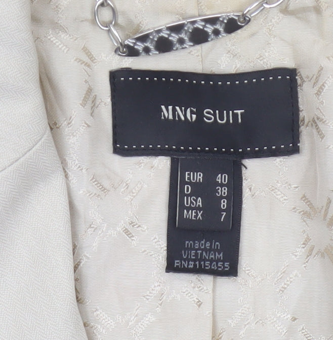 Mango MNG Suit Women Ivory UK 12 Tailored Single-Breasted Blazer