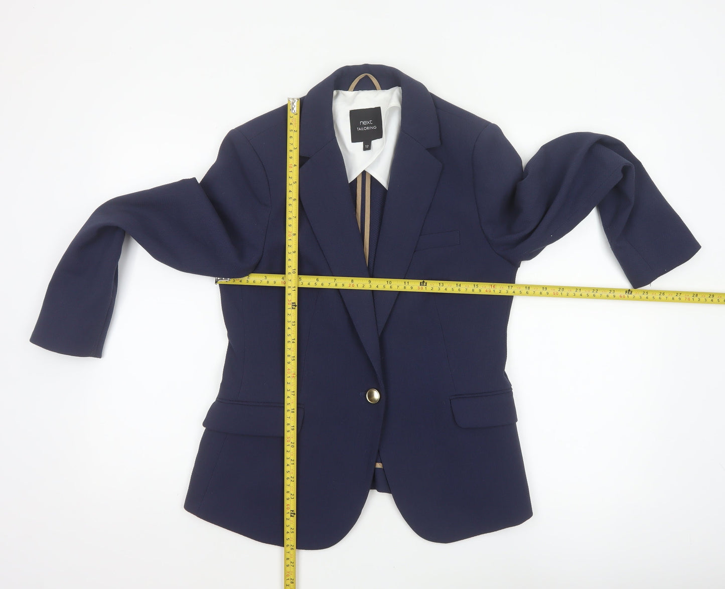 Next Women Blue UK 12 Tailoring Single-Breasted Notch Lapel Blazer