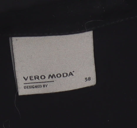 Vero Moda Women Black UK 10 Longline Sleeveless Collared Waistcoat