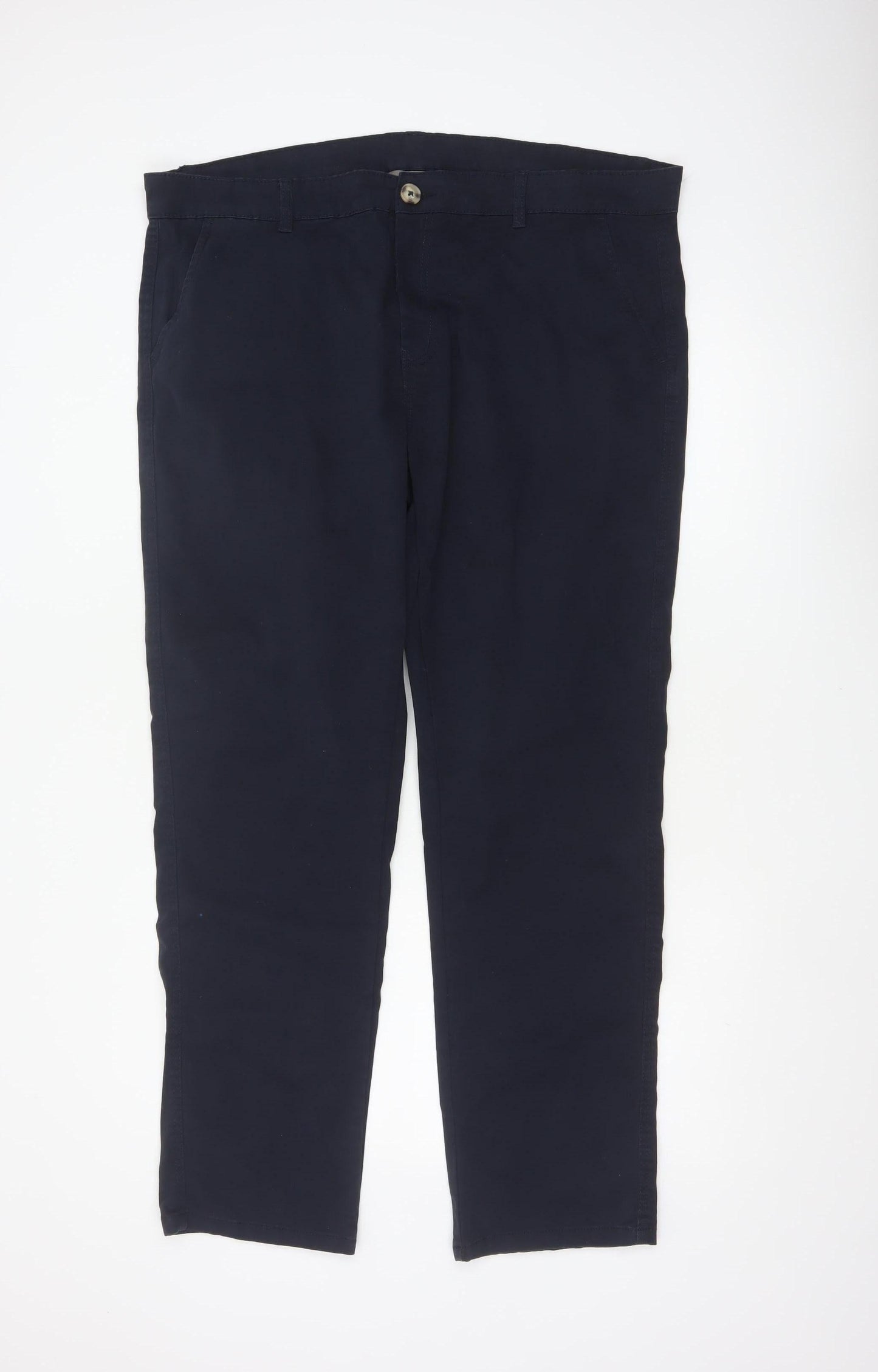 Fluid Men’s Navy Blue W38 L32 Cotton Stretch Straight Chino Trousers