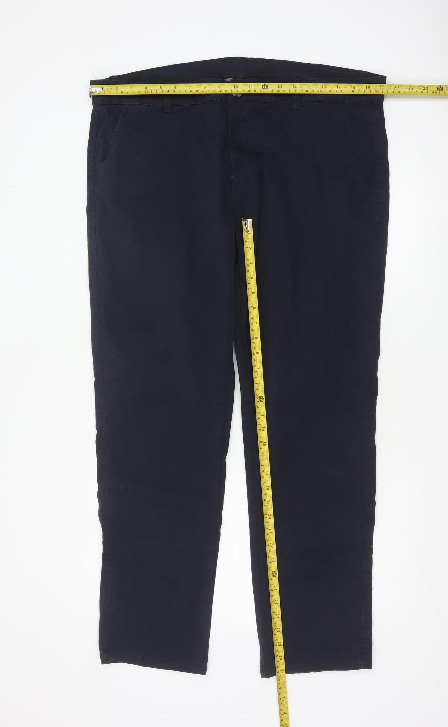 Fluid Men’s Navy Blue W38 L32 Cotton Stretch Straight Chino Trousers