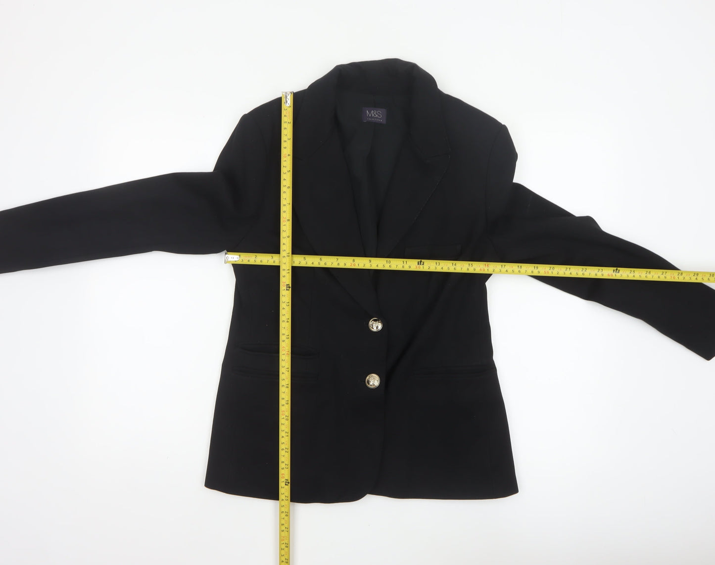 Marks & Spencer Women Black UK 12 Tailored Stretch Blazer
