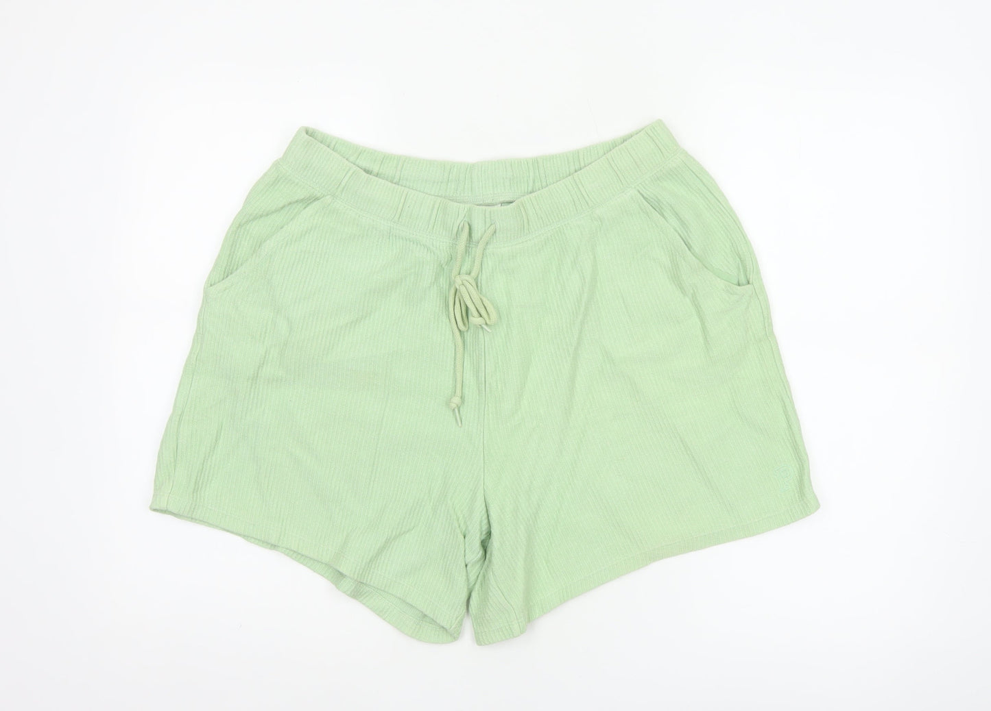 PINK Victoria's Secret Women Green L Cotton Drawstring Sweat Shorts