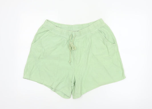 PINK Victoria's Secret Women Green L Cotton Drawstring Sweat Shorts