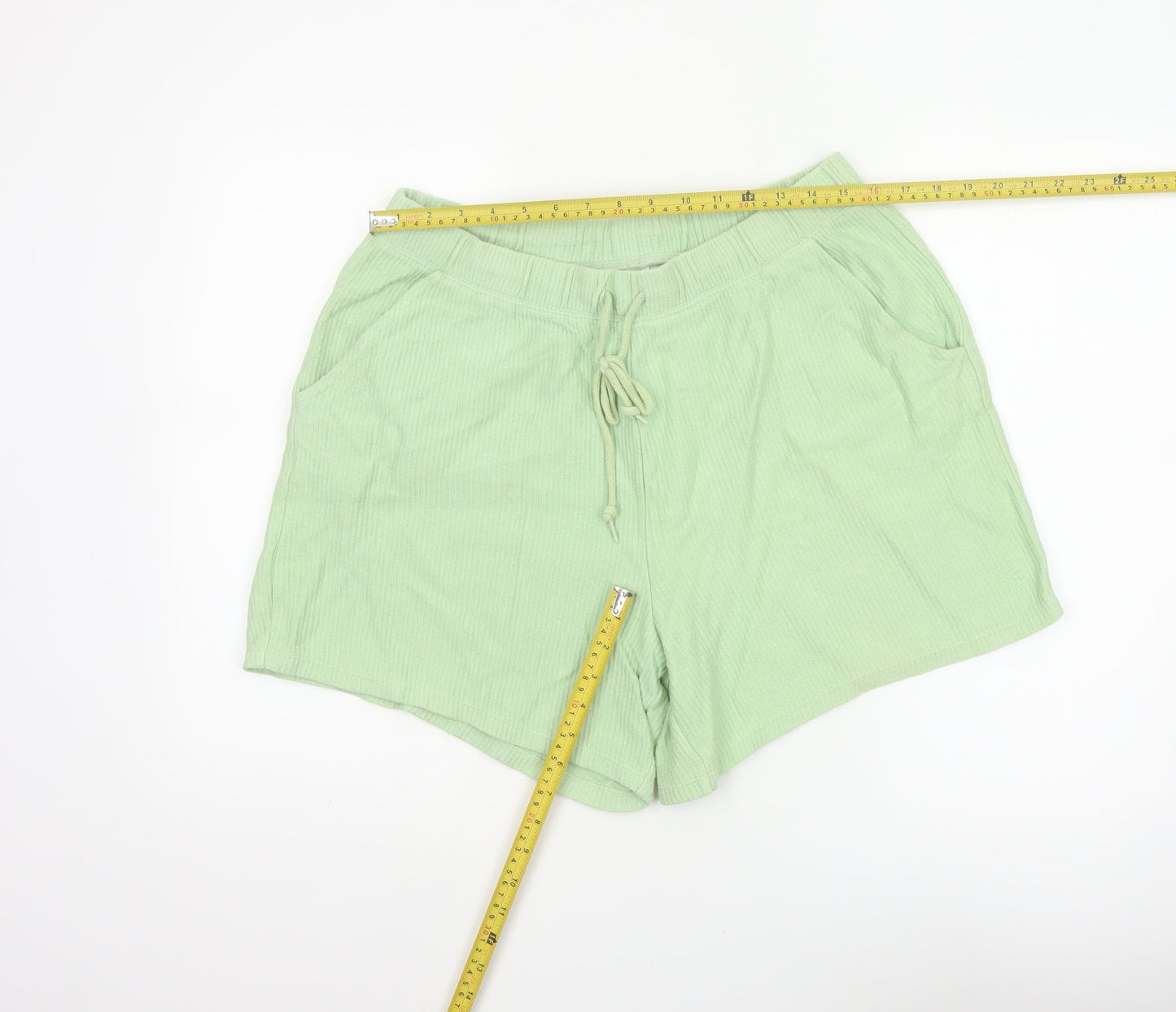 PINK Victoria's Secret Women Green L Cotton Drawstring Sweat Shorts