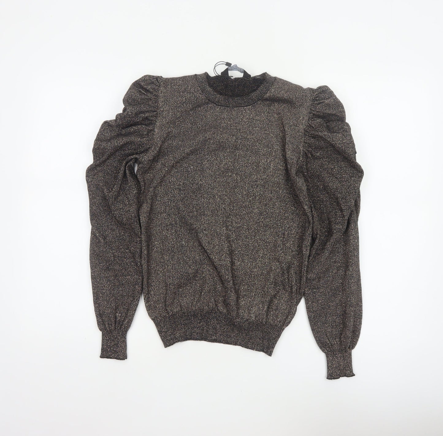 Dorothy Perkins Women’s Black Glitter Puff Sleeve Jumper UK S