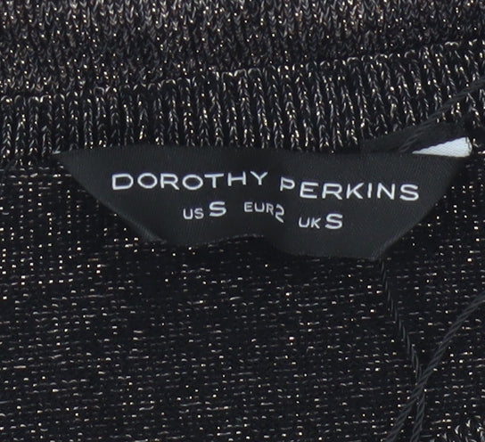 Dorothy Perkins Women’s Black Glitter Puff Sleeve Jumper UK S