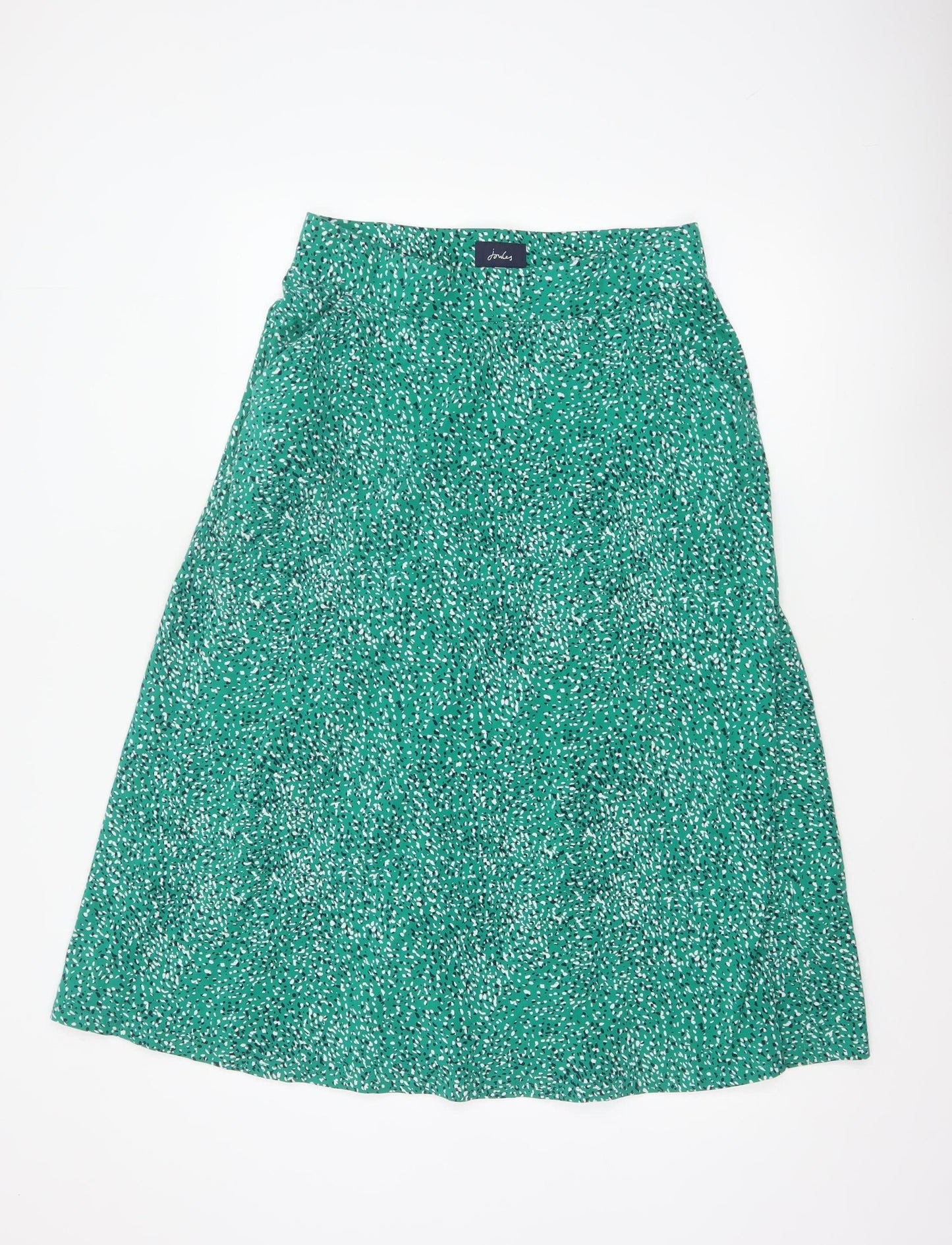 Joules Women Green UK 12 Animal Print A-Line Midi Jersey Skirt