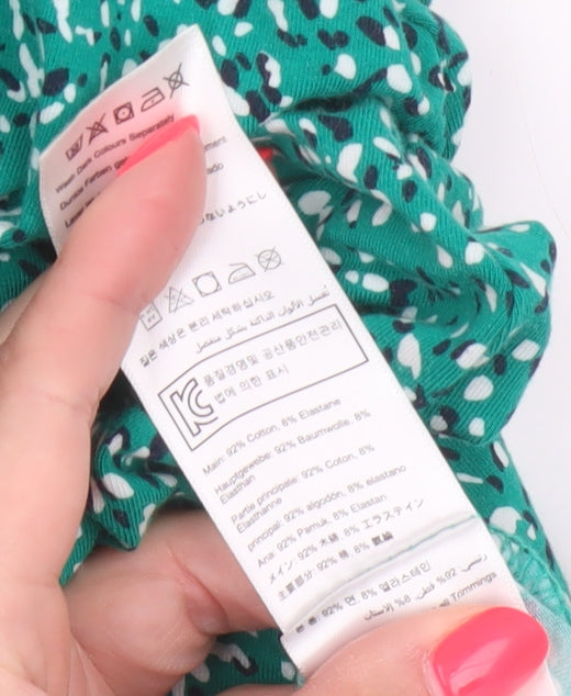 Joules Women Green UK 12 Animal Print A-Line Midi Jersey Skirt