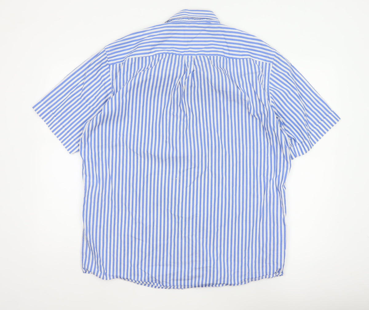 Brand and care label for Casa Moda Men’s Blue White Stripe Button-Down Shirt L Easy Care