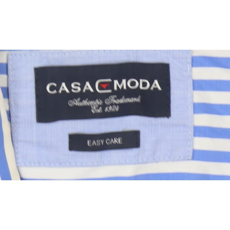 Additional view of Casa Moda Men’s Blue White Stripe Button-Down Shirt L Easy Care