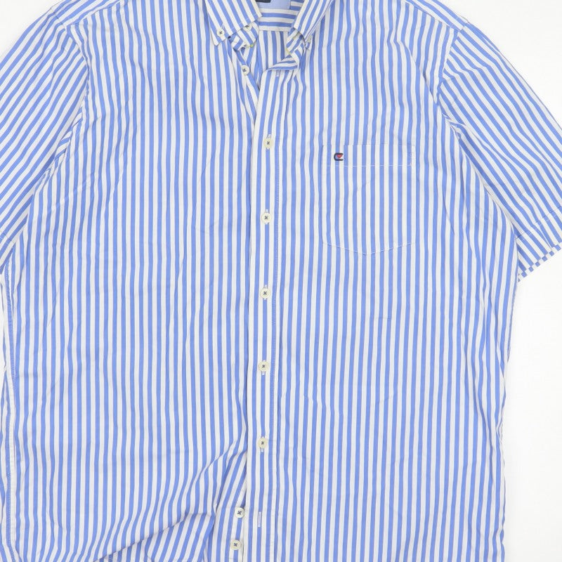 Additional view of Casa Moda Men’s Blue White Stripe Button-Down Shirt L Easy Care