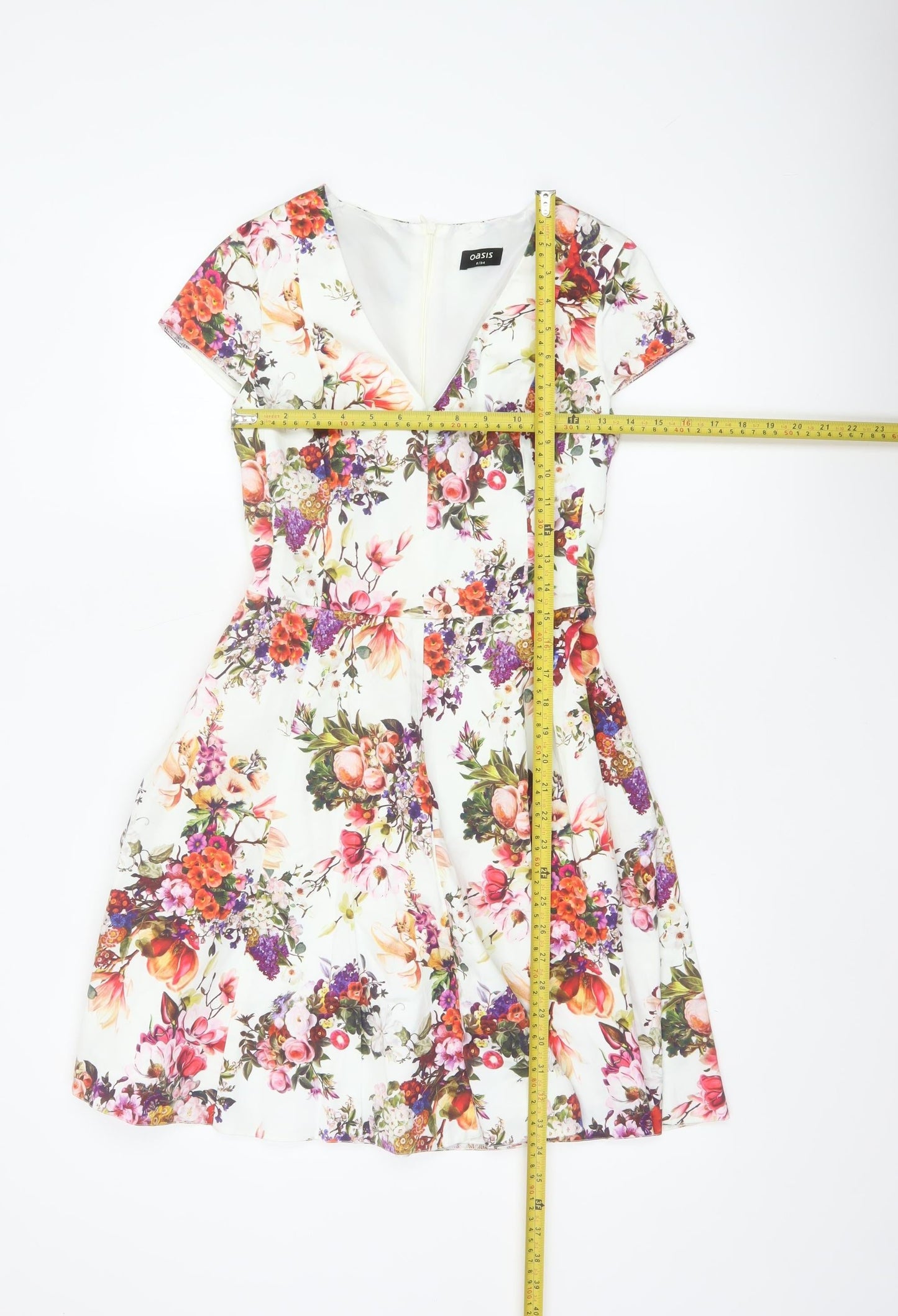 Oasis Women’s Multicoloured Floral Fit & Flare V-Neck Dress UK 8