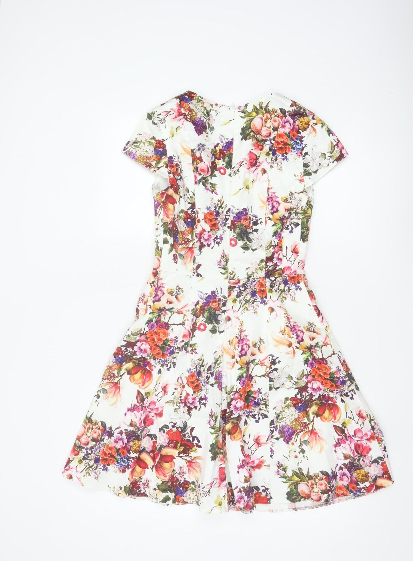 Oasis Women’s Multicoloured Floral Fit & Flare V-Neck Dress UK 8