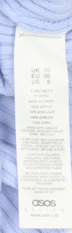 Brand and care label for ASOS Design Women Blue UK 10 Rib Knit Bow Sweetheart Camisole Top