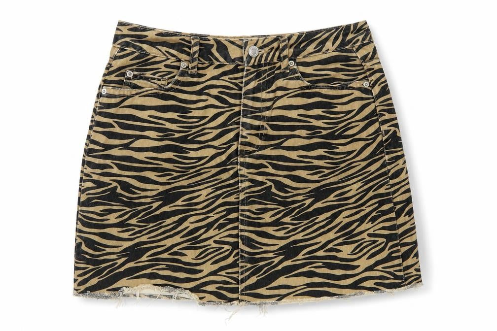 Denim Co Women Brown Zebra Print Denim Mini A-Line Skirt UK 8