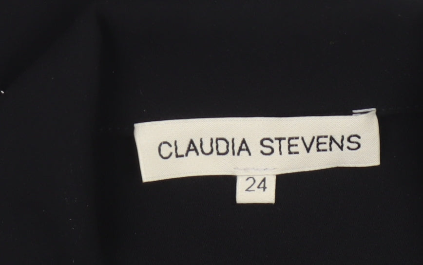 Claudia Stevens Women Black Size 24 Long Blazer White Stitch Tailored